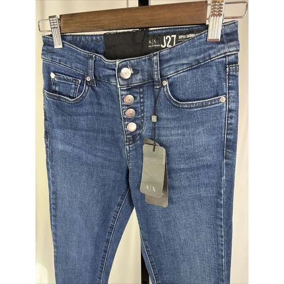 Armani Exchange J27 Super Skinny Button Fly Jeans - Size 24, NWT - Picture 3 of 14